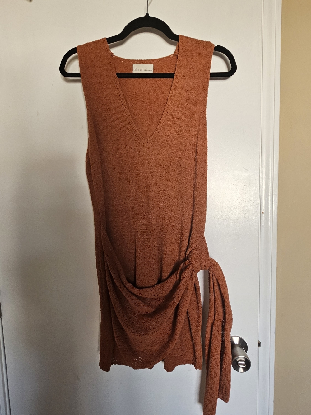 Pink Lily Rust Knit Tie-Waist Tank Tunic